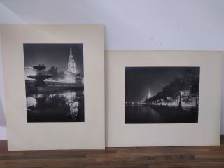 2 X Vintage Black & White Photos Of London Trafalgar Sq.  And Big Ben