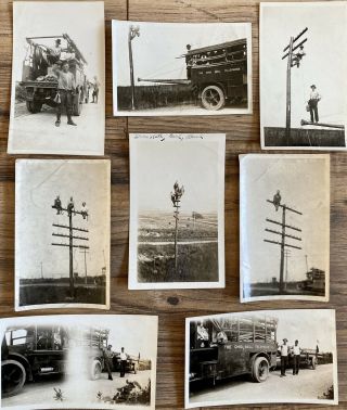 8 Vintage Ohio Bell Telephone Company Photos Snapshots Lineman Crew 1920s/1930s