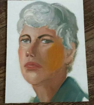 Vintage Expressionist Oil Painting Portrait Of A Woman Signed 1950s/60s