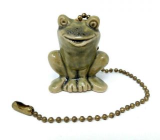 Vintage Glazed Pottery Frog Decorative Ceiling Fan Light Switch Pull Dimensional