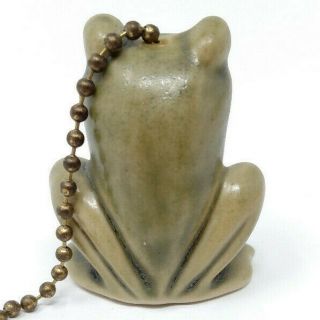Vintage Glazed Pottery FROG Decorative Ceiling Fan Light Switch Pull DIMENSIONAL 2