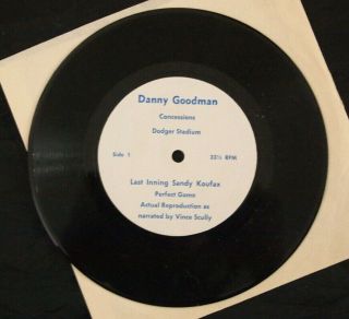 Danny Goodman Concessions 33 1/3 Last Inning Sandy Koufax Perfect Game Record 2