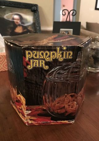 Vintage Anchor Hocking Glass Pumpkin Jar W/ Box Halloween Thanksgiving Decor