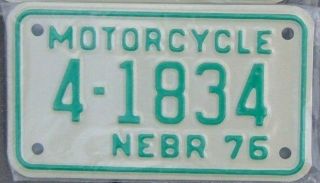 Vintage Nebraska 1976 Motorcycle License Plate In Plastic 4 - 1834 ^