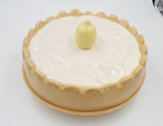 Vintage Ceramic Cheesecake Cover And Tray With Lemon 9 "