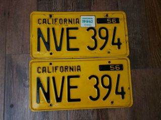 1956 1957 1958 1959 1960 1961 1962 California License Plates Pair Dmv Clear