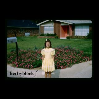 4 Vintage 1960s Kodachrome Photo Slides Girl In Yellow Dress In 1964 Americana