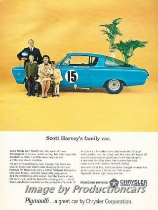 1966 Plymouth Barracuda Formula S Scca Race Advertisement Print Art Car Ad J726
