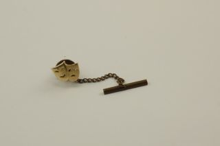 Antique Vintage Solid 14k Yellow Gold Comedy & Tragedy Face Pin 1.  15 Grams Scrap