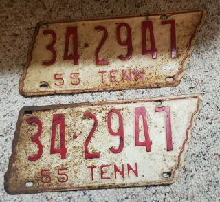 1955 Tennessee Shaped License Plate Set Paint