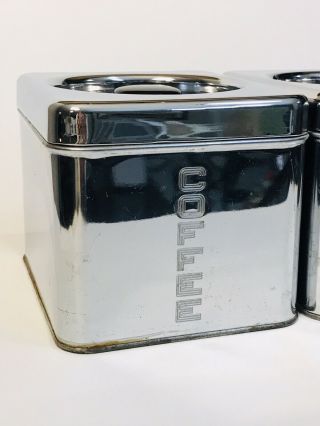 Vintage Lincoln Beautyware Chrome Kitchen Coffee And Tea Canisters 2