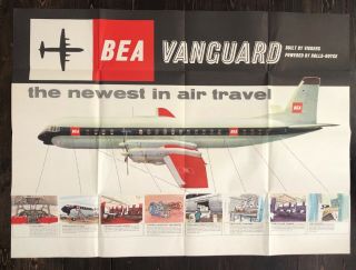 British European Airways Vickers Vanguard Large Airline Poster Brochure Bea