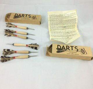 Set Of 2 Boxes Of 3 Wooden Darts Vintage Eagle Toys