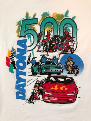Nascar Daytona 500 T - Shirt Adult L White Vintage 80s 90s Racing Made In Usa