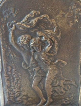 Vintage Bronze Bookends Romantic Lovers Couple Caught In The Storm Art Deco SU7 2