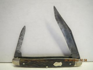 Vintage Remington 2 Blade Bone Handle Serpentine Pocket Knife