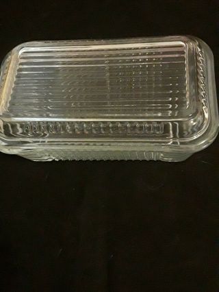 Vintage Pasabahce Clear Ribbed Glass Refrigerator Dish