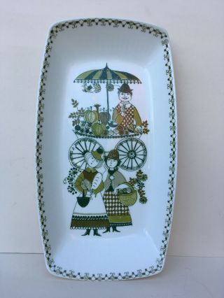 Vintage Figgio Flint Turi Design Market Green Ceramic Porcelain Dish Norway 70s
