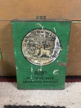 Antique Early Vtg Dupont Bulk Smokeless Powder Tin Empty Shotshells