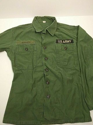 Vintage Vietnam War Era Us Army Issue Fatigue Uniform Shirt/blouse W/ Name Tag