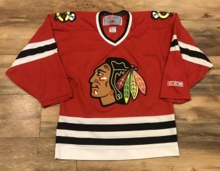 Chicago Blackhawks Vintage 90s Ccm Sewn Stitched Nhl Hockey Jersey Mens Small S