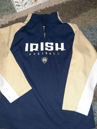 Adidas Boys 1/4 Zip Pull Over Jacket Notre Dame Irish Football Size Medium 10/12