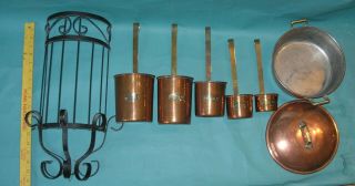 Vintage Copper Measuring Cups Hanging Brass Handle 1 Liter 075l 050l 025l 01l