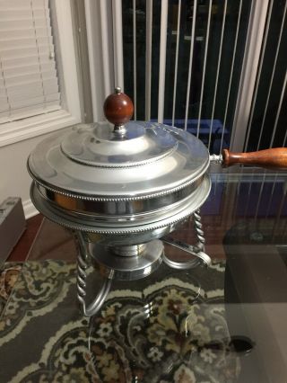 Vtg Cook And Home Round Chafing Dish Chafer With Lid 3 Quart Stainless Steel