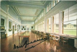 1908 - 2001 Don Bradman,  Vintage Colour Long Room Postcard,  Originally Signed