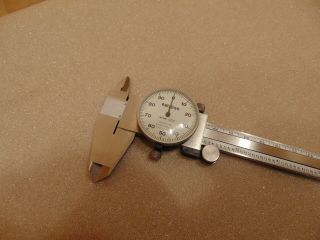 0 - 6 " Mitutoyo Vintage Dial Caliper With Leather Holster Machinist Tool