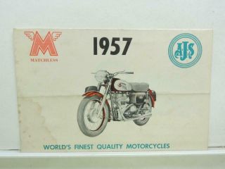 Vintage 1957 Matchless Ajs Specifications Brochure Scrambler Clubman B6803