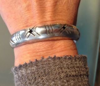 Vintage Taxco,  Mexico Sterling Silver Cuff Bracelet Modernist Cut Out Design