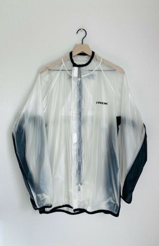Vtg Trek Cycling Rain Coat Jacket,  Clear Pvc,  Zip Up,  Cycle Slicker Bicycle,  Xl