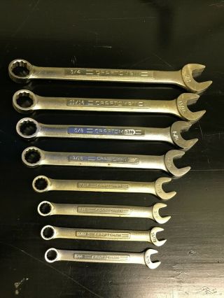Vintage Craftsman V - Series 8 Piece Sae Combination Wrench Set Made In Usa