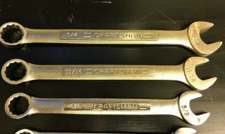 Vintage Craftsman V - Series 8 piece SAE Combination Wrench Set Made in USA 2