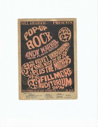 Fillmore West Vintage 7x5 Post Card Poprock Andy Warhol Rare Price Drop