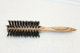 Vintage Goody Blow Dryer Curling Styling Hair Brush Woodgrain Brown Round 7 "
