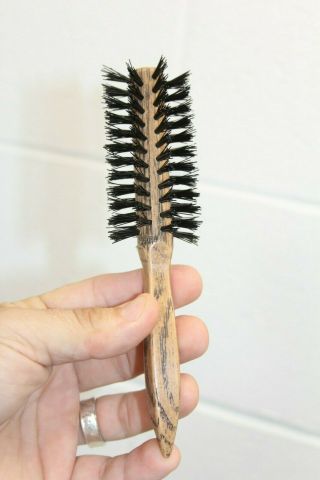 Vintage Goody Blow Dryer Curling Styling Hair Brush Woodgrain Brown ROUND 7 