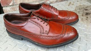 Vtg Dexter Classic Brown Leather Sole Golf Shoes Sz 9.  5 D
