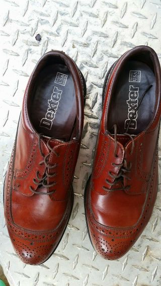 Vtg DEXTER Classic Brown Leather Sole Golf Shoes Sz 9.  5 D 2