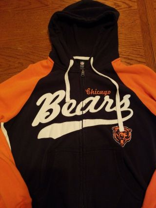 Chicago Bears Zip Up Hoodie Womens Large Nfl Team Apparel Football Sweatshirt