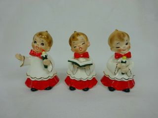 Vintage Josef Originals Figurine Japan 3 Christmas Boy Carolers