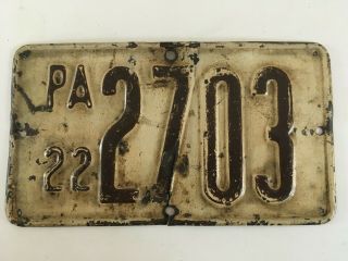 1922 Pennsylvania Motorcycle License Plate 100 All Paint Harley Indian
