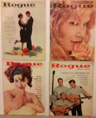 4 Vintage Girly Rogue Magazines For Men 1960s