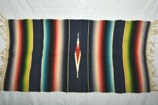 Vintage Hand Woven Mexican Tribal Wool Rug Runner Folk Art 16 " X32 "