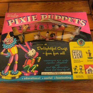 Vintage Walco Pixie Puppets Craft Kit,  1960,  Make Storybook Pipe Cleaner Puppets