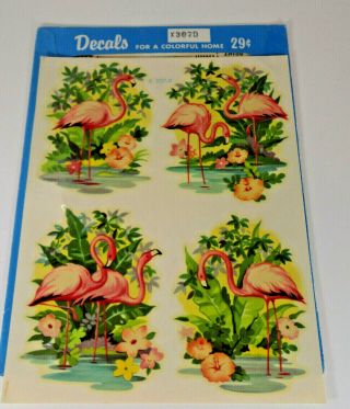 Vintage Meyercord Flamingo Decals 1 Sheet 4 Decals X307d Nos