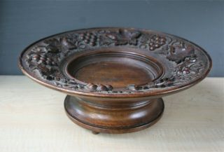 Vintage Black Forest Carved Walnut German Wood Plate Music Box 11