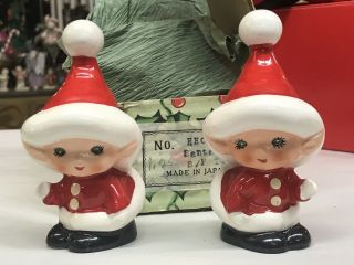 Vintage Holt Howard Christmas Pixie Elf Salt & Pepper Shakers Santa Kins