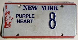 Low Number 8 Purple Heart License Plate York State